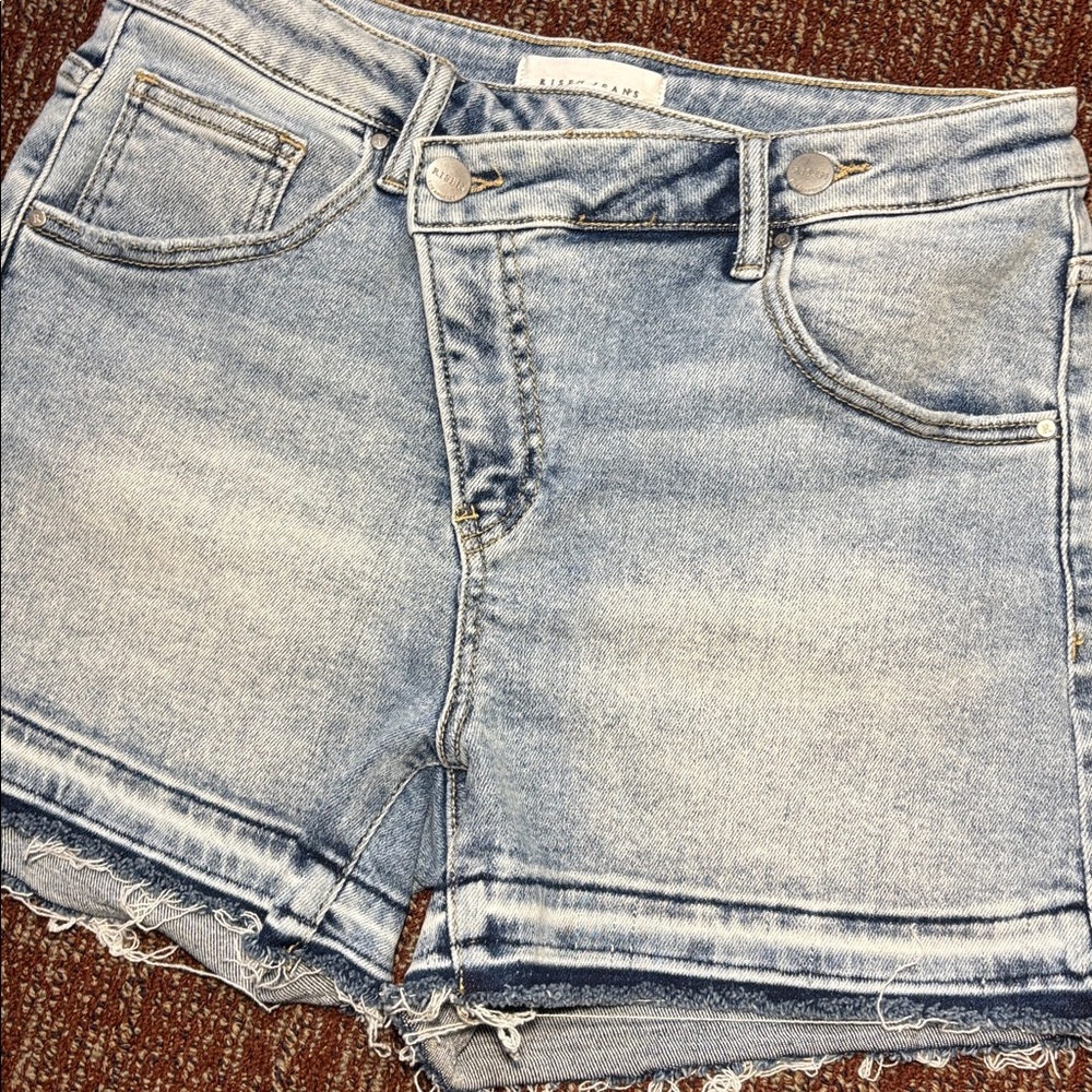 Risen Jeans frayed hem asymmetrical midi grunge denim  shorts women’s large